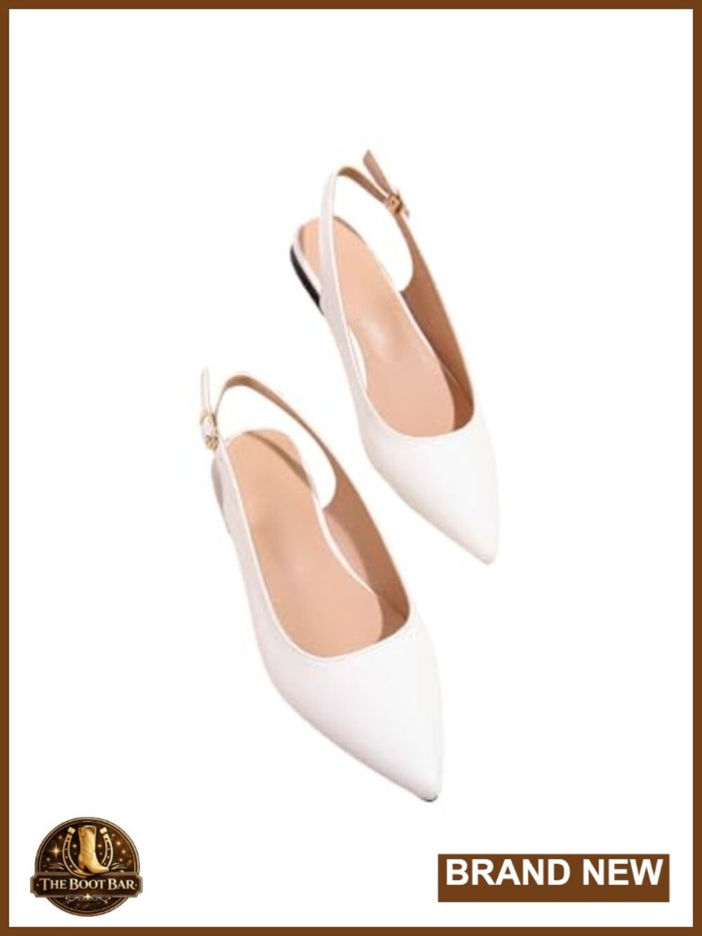 Women's Slingback Flats Pointed Toe Ballet Flats with Buckle Strap Work Dressy